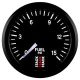 Autometer Stack 52mm 0-15 PSI 1/8in NPTF Male Pro Stepper Motor Fuel Pressure Gauge - Black - ST3304