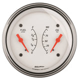 AutoMeter Gauge Dual Fuel & Oilp 3-3/8in. 0 Ohm(e) to 90 Ohm(f)& 100PSI Elec Arctic White - 1324