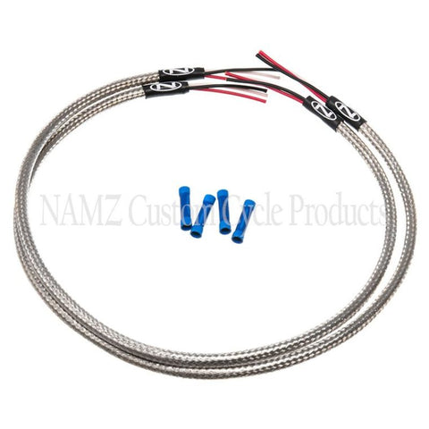 NAMZ Turn Signal Harness 24in. (SS Braided & Clear Coated - For Triple Tree Mounted Signals) - NTSH-2402