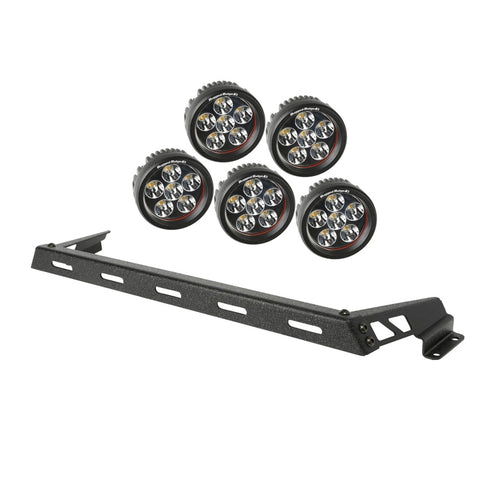 Rugged Ridge 07-18 Jeep Wrangler JK Black 5 Round LED Hood Mounted Light Bar Kit - 11232.14