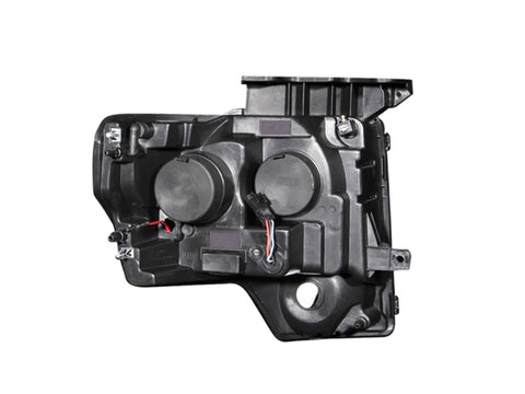 ANZO 2009-2014 Ford F-150 Projector Headlights w/ U-Bar Black - 111263