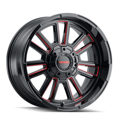 Mayhem 8115 Apollo 20x9 / 8x170 BP / 0mm Offset / 125.2mm Hub Black w/ Prism Red Wheel - 8115-2970BTR