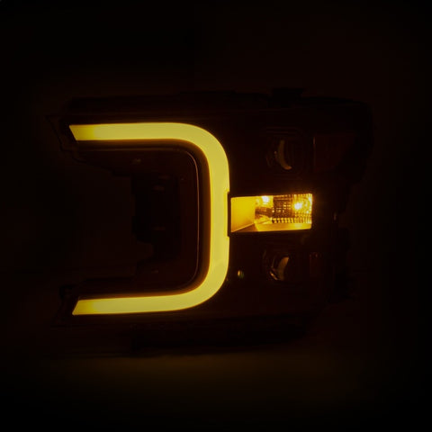 ANZO 18-19 Ford F-150 LED Projector Headlights w/ Plank Style Switchback Black w/ Amber - 111400