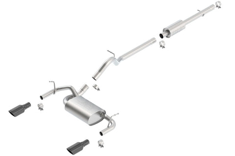 Borla 12-16 Jeep Wrangler 3.6L AT/MT 4DR 4WD S SQ RL AC SR 2.5in 2in TIP 3.5inx3.28in Black Chrome - 140459BC