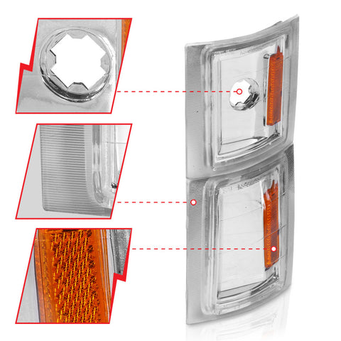 ANZO 1994-1998 Chevrolet Blazer Corner Lights Clear Lens w/ Amber Reflector - 521041
