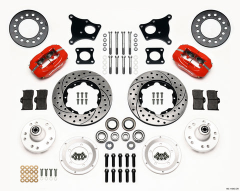 Wilwood Forged Dynalite Front Kit 11.00in Drill-Red AMC 71-76 OE Disc w/o Bendix Brakes - 140-11940-DR