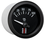 Autometer Stack Instruments 52mm 0-100 PSI 1/8in NPTF Electronic Oil Pressure Gauge - Black - ST3202