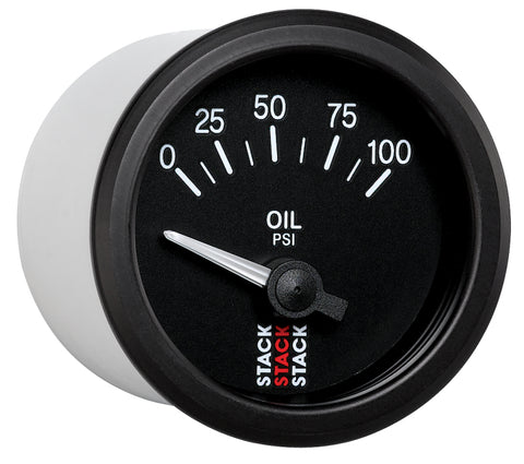 Autometer Stack Instruments 52mm 0-100 PSI 1/8in NPTF Electronic Oil Pressure Gauge - Black - ST3202