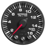 Autometer Spek-Pro Gauge Nitrous Press 2 1/16in 1600psi Stepper Motor W/Peak & Warn Blk/Blk - P320328