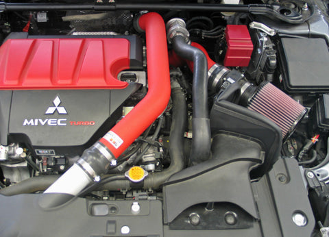 K&N 08-09 Mitsubishi Evo X Wrinkle Red Typhoon Short Ram Intake - 69-6546TWR