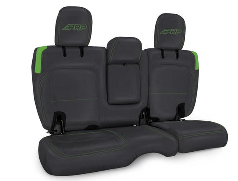 PRP Jeep Wrangler JL Rear Bench CoversU - 4 door with Armrest - Black/Green - B044-06