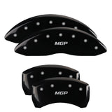 MGP Front set 2 Caliper Covers Engraved Front With out stripes/Dodge Black finish silver ch - 12002FDD4BK