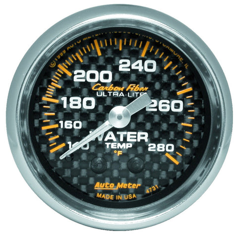 Autometer Carbon Fiber 52mm Water Temperature Gauge - 4731