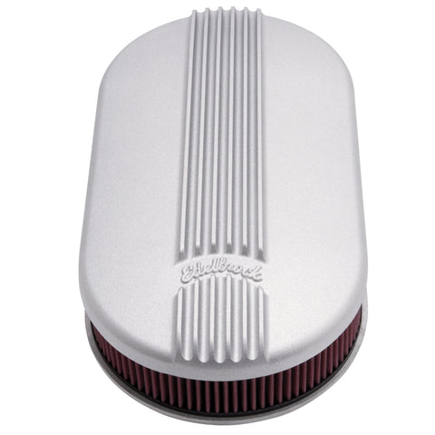 Edelbrock Air Cleaner Classic Series Oval Aluminum 17 5In X 9 35In X 4 45In Dual Carburetor - 41199