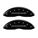 MGP Front set 2 Caliper Covers Engraved Front With out stripes/Dodge Black finish silver ch - 12002FDD4BK