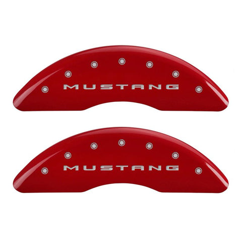 MGP 4 Caliper Covers Engraved Front 2015/Mustang Engraved Rear 2015/37 Red finish silver ch - 10204SM32RD
