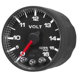 AutoMeter Gauge Voltmeter 2-1/16in. 16V Stepper Motor W/Peak & Warn Blk/Blk Spek-Pro - P344328
