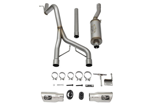 aFe Rebel Series CB 2.5in Dual Center Exit SS Exhaust w/ Polish Tip 07-15 Jeep Wrangler 3.6L/3.8L V6 - 49-48056-P