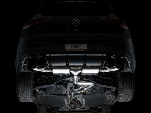 AWE Tuning MK8 Volkswagen Golf R 3in Touring Edition Quad Exhaust - Diamond Black Tips - 3015-43658