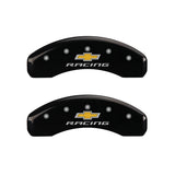 MGP 4 Caliper Covers Engraved F & R Chevy Racing Black Finish Silver Char 2019 Chevrolet Camaro - 14241SBRCBK