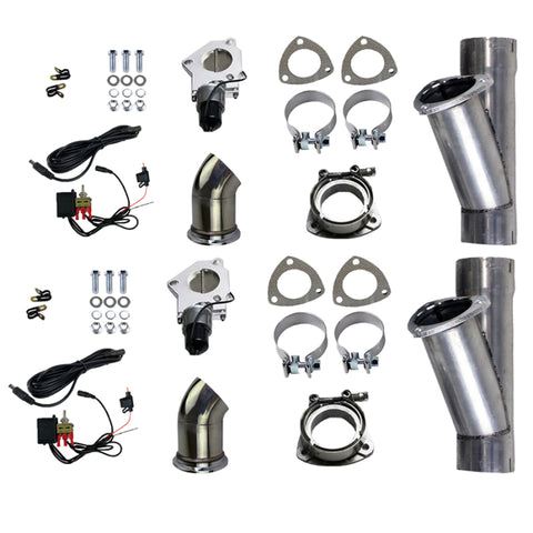 Granatelli 2.5in Aluminized Mild Steel Electronic Dual Exhaust Cutout w/Slip Fit & Band Clamp - 303525D