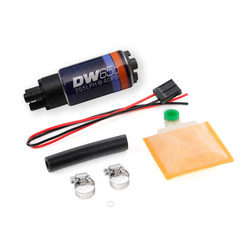 DeatschWerks 265 LPH DW65C Series Compact Fuel Pump w/o Mounting Clips (w/ Universal Install Kit) - 9-651-1000