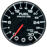 Autometer Spek-Pro Gauge Fuel Press 2 1/16in 30psi Stepper Motor W/Peak & Warn Blk/Chrm - P316318