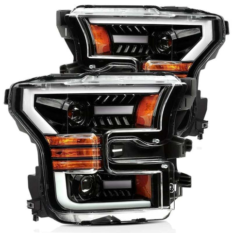 AlphaRex 15-17 Ford F-150 PRO-Series Proj Headlights Plank Style Gloss Blk w/Activ Light/Seq Signal - 880158