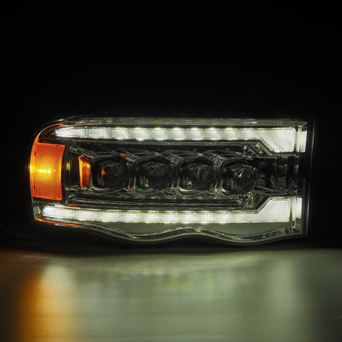 AlphaRex 02-05 Dodge Ram 1500 NOVA LED Proj Headlights Plank Style Chrome w/Activ Light/Seq Signal - 880565