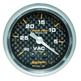 Autometer 2-1/16in Vacuum Gauge Carbon Fiber Mechanical 30Hg - 4784