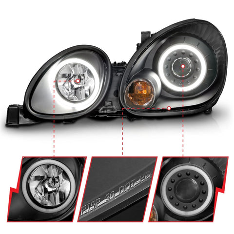 ANZO 1998-2005 Lexus Gs300 Projector Headlights w/ Halo Black - 121144