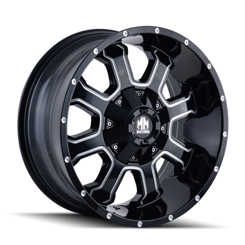 Mayhem 8103 Fierce 17x9 / 6x120 BP / 18mm Offset / 78.1mm Hub Black w/ Milled Spokes Wheel - 8103-7994M18