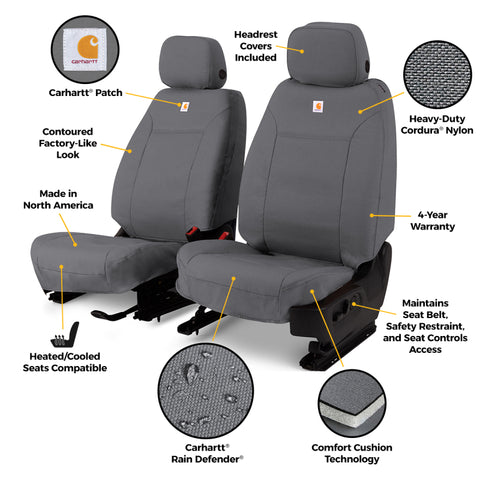 Covercraft 24-26 Toyota Tacoma Carhartt Super Dux PrecisionFit Custom 1st Row Seat Covers - Gravel - GTT4384ABCOGY
