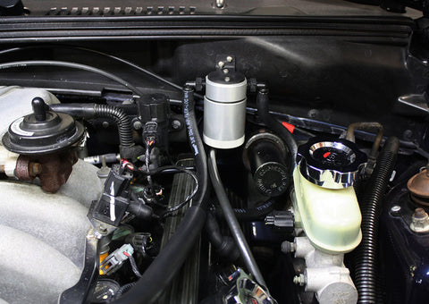 J&L 96-98 Ford Mustang SVT Cobra Driver Side Oil Separator 3.0 - Clear Anodized - 3015D-C