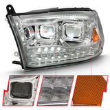 ANZO 2009-2018 Dodge Ram 1500 Led Projector Plank Style Switchback H.L Halo Chrome Amber (OE Style) - 111465