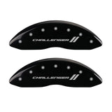 MGP 4 Caliper Covers Engraved Front & Rear With stripes/Challenger Black finish silver ch - 12162SCL1BK