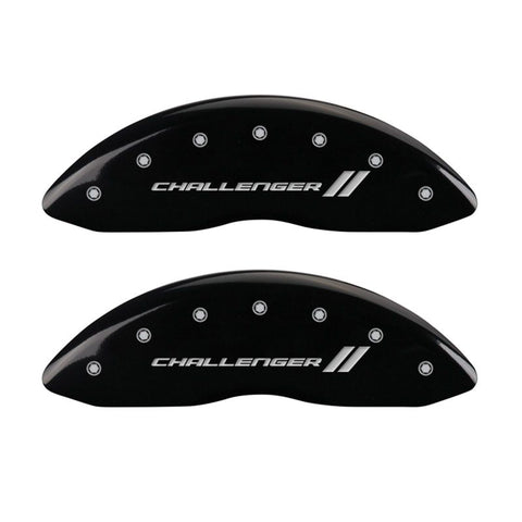 MGP 4 Caliper Covers Engraved Front & Rear With stripes/Challenger Black finish silver ch - 12162SCL1BK