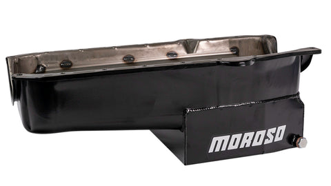 Moroso 86-Up Chevrolet Small Block (w/1 Pc Rear Main Seal) Wet Sump 7qt 7.5in Steel Oil Pan - Black - 21320