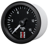 Autometer Stack 52mm 0-15 PSI 1/8in NPTF Male Pro Stepper Motor Fuel Pressure Gauge - Black - ST3304