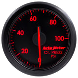 Autometer Airdrive 2-1/6in Oil Pressure Gauge 0-100 PSI - Black - 9152-T