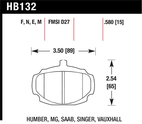 Hawk HP+ Street Brake Pads - HB132N.580