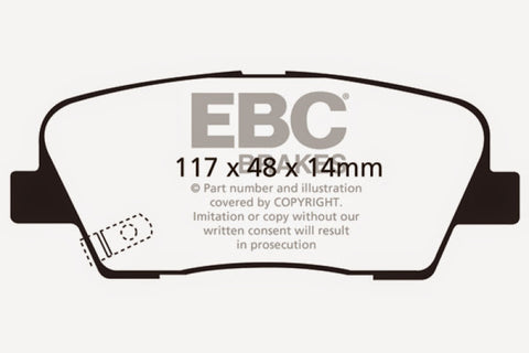EBC 06-09 Hyundai Entourage 3.8 Yellowstuff Rear Brake Pads - DP41806R