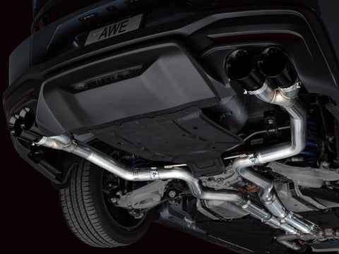 AWE 2024 Ford Mustang GT Fastback S650 RWD Track Edition Cat-Back Exhaust w/ Quad Diamond Black Tips - 3020-43650