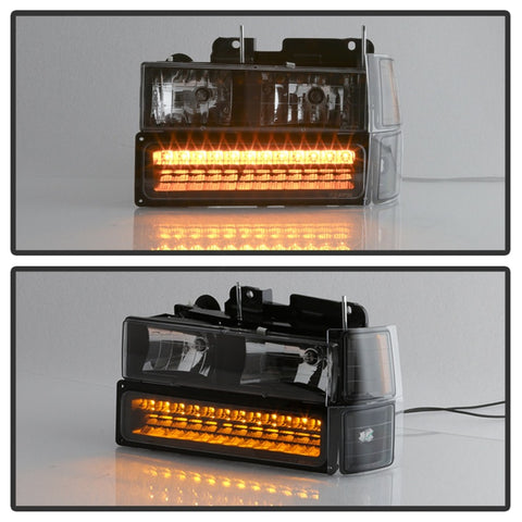 xTune 92-94 Blazer Full Size Corner/LED Bumper Headlights Black HD-JH-CCK88-LED-AM-BK-SET - 5069542