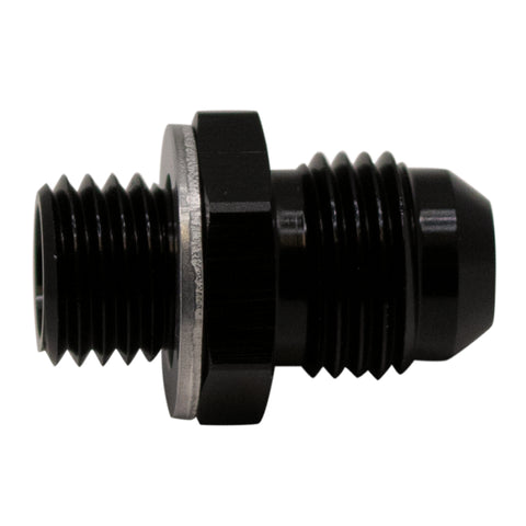 DeatschWerks 6AN Male Flare to M12 X 1.5 Male Metric Adapter (Incl Washer) - Anodized Matte Black - 6-02-0613-B
