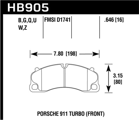Hawk 14-18 Porsche 911 DTC-70 Front Race Brake Pads - HB905U.646