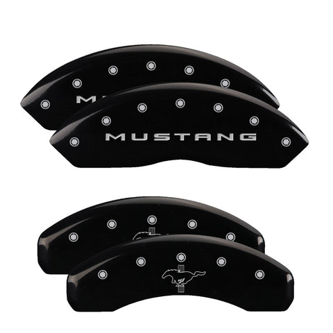 MGP 4 Caliper Covers Engraved Front 2015/Mustang Engraved Rear 2015/Bar & Pony Black finish slvr ch - 10202SMB2BK