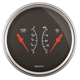 AutoMeter Gauge Dual Fuel & Oilp 3-3/8in. 0 Ohm(e) to 90 Ohm(f)& 100PSI Elec Designer Black - 1434
