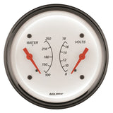 AutoMeter Gauge Dual Wtmp & Volt 3-3/8in. 250 Deg. F & 18V Elec Arctic White - 1330