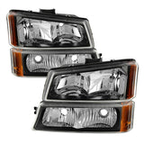 xTune Chevy Silverado 2500HD 03-06 Crystal Headlights w/ Bumper Lights Black HD-JH-CSIL03-AM-BK-SET - 5069801